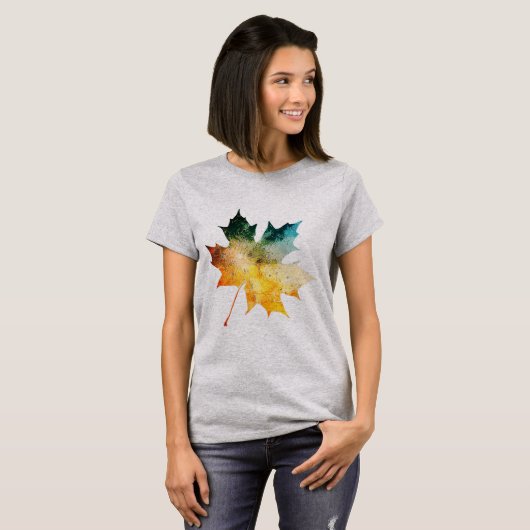 herfst Waterverf Maple Leaf Thema T-shirt (Voorkant volledig)
