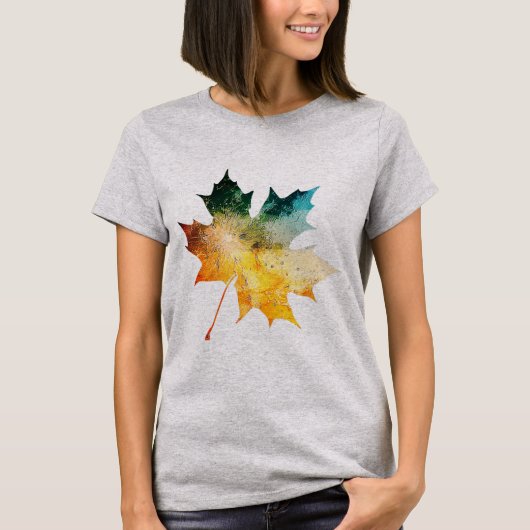 herfst Waterverf Maple Leaf Thema T-shirt (Voorkant)
