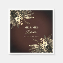 Herfst Waterverf Mocha & Ivoor bruiloft Servet