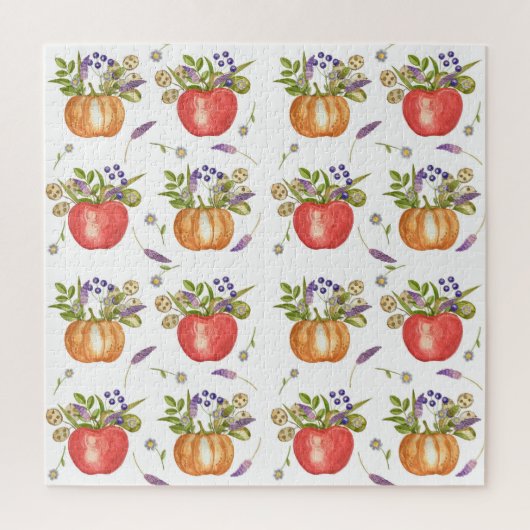 Herfst Waterverf, naadloze compositie. Legpuzzel (Verticaal)