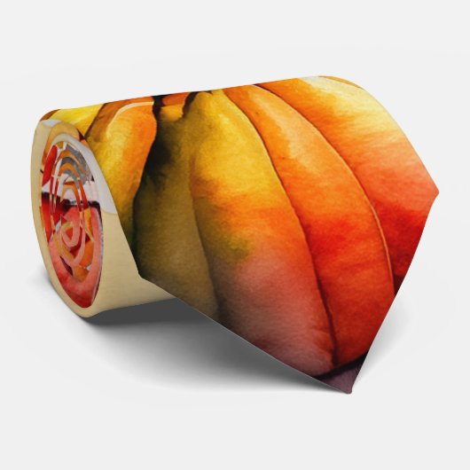 Herfst Waterverf Oogst Pompoen Herfst Bloemen Stropdas (Opgerold)