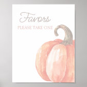 Herfst Waterverf Oranje Pompoen Baby shower gunst Poster (Voorkant)