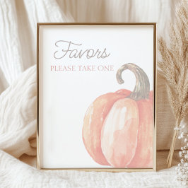 Herfst Waterverf Oranje Pompoen Baby shower gunst Poster