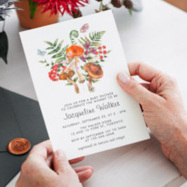 Herfst Waterverf Paddenstoel Baby shower Kaart