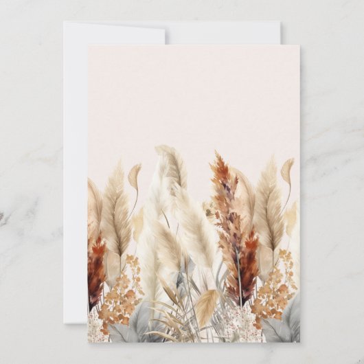 Herfst Waterverf Pampas Grass Bruiloft Save The Date (Achterkant)
