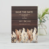 Herfst Waterverf Pampas Grass Bruiloft Save The Date (Staand voorkant)