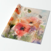 Herfst waterverf papaver cadeaupapier (Uitgerold)
