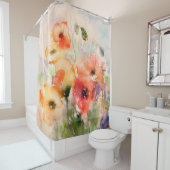 Herfst waterverf papaver douchegordijn (In situ)