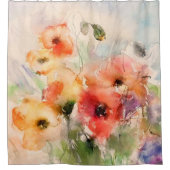 Herfst waterverf papaver douchegordijn (Voorkant)