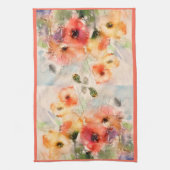 Herfst waterverf papaver theedoek (Verticaal)