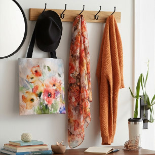 Herfst waterverf papaver tote bag