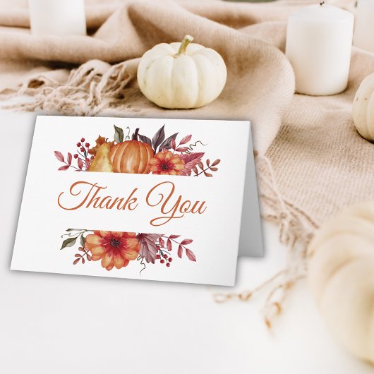 Herfst Waterverf pompoen Baby shower dank u kaart