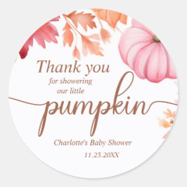 Herfst Waterverf pompoen Baby shower Ronde Sticker