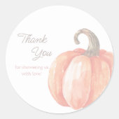 Herfst Waterverf pompoen Baby shower Ronde Sticker (Voorkant)