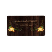 Herfst Waterverf Pompoen Bladeren Hout bruiloft Etiket (Voorkant)