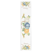 Herfst Waterverf Pompoen Blauw Wit Sinaasappel Korte Tafelloper (Voorkant)