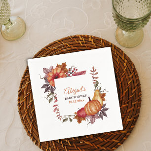 Herfst Waterverf Pompoen Bloemen Baby shower Servet