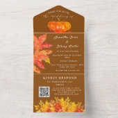 Herfst Waterverf Pompoen Bloemen Bruiloft RSVP All In One Uitnodiging (Binnen)