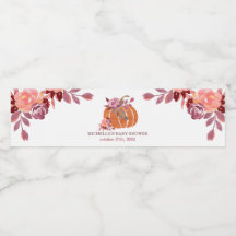 Herfst Waterverf Pompoen Bloemen Water Flesje Labe