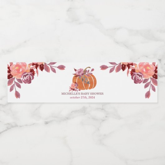 Herfst Waterverf Pompoen Bloemen Water Flesje Labe Waterfles Etiket (Enkel label)