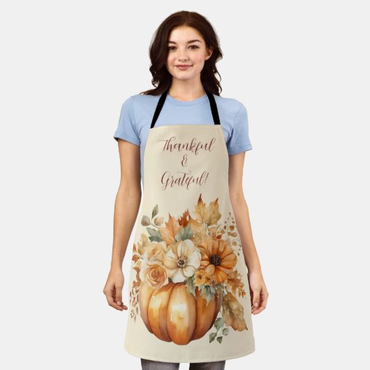 Herfst Waterverf pompoen bloemontwerp- Schort (Gedragen)