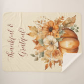 Herfst Waterverf pompoen bloemontwerp- Sherpa Deken (Voorkant (horizontaal))