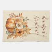 Herfst Waterverf pompoen bloemontwerp- Theedoek (Horizontaal)
