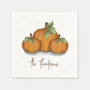 Herfst Waterverf Pompoen Elegante Oogst Servet