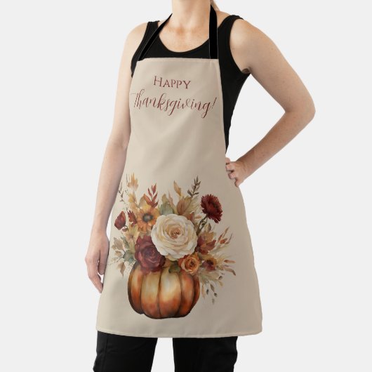 Herfst Waterverf Pompoen en Bloemen- Schort (Insitu)