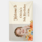 Herfst Waterverf Pompoen Foto Kinderen Verjaardag Spandoek (Verticaal)