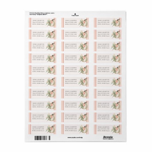 Herfst Waterverf Pompoen Herfst Greenery Roze Mail Etiket (Full Sheet)