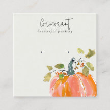 Herfst Waterverf Pompoen Oorbellen Display