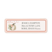 Herfst Waterverf Pompoen Pampas Floral Pink Mail Etiket (Voorkant)