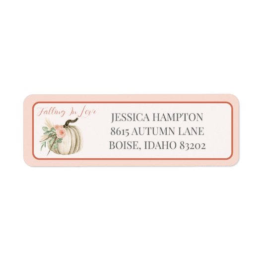 Herfst Waterverf Pompoen Pampas Floral Pink Mail Etiket (Voorkant)