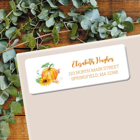 Herfst Waterverf pompoen retour adres label