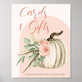 Herfst Waterverf Pompoen Roze Kaarten & Gift Table Poster (Voorkant)