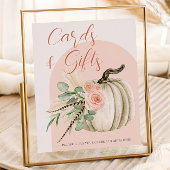 Herfst Waterverf Pompoen Roze Kaarten & Gift Table Poster