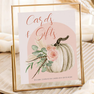 Herfst Waterverf Pompoen Roze Kaarten & Gift Tafel Poster