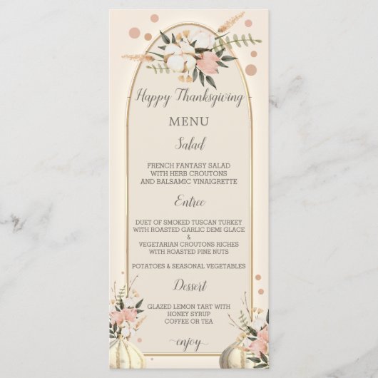 Herfst waterverf pompoen Thanksgiving Menu (Voorkant)