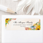 Herfst Waterverf Pompoen Zonnebloem Etiket (Insitu)