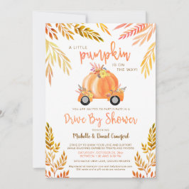 Herfst Waterverf pompoenaandrijving door Baby show Kaart