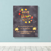 Herfst Waterverf Pompoenen geven Bedankt Canvas Afdruk (Insitu (Houten vloer))