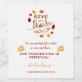 Herfst Waterverf Pompoenen geven Bedankt Wijn Etiket (Enkel label)