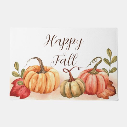 Herfst waterverf pompoenen met aanpasbare tekst deurmat (Voorkant)