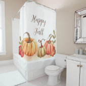 Herfst waterverf pompoenen met aanpasbare tekst douchegordijn (In situ)