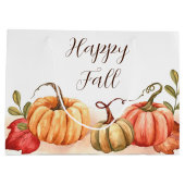 Herfst waterverf pompoenen met aanpasbare tekst groot cadeauzakje (Achterkant)