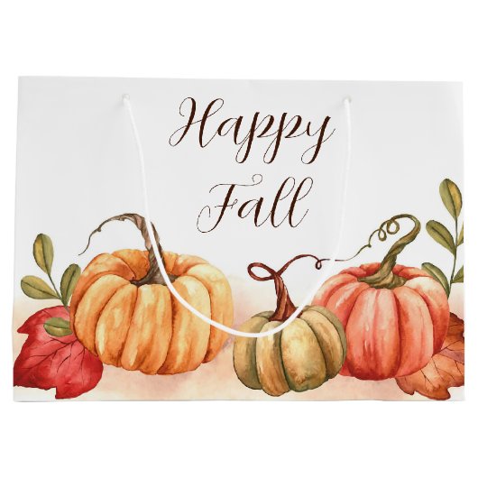 Herfst waterverf pompoenen met aanpasbare tekst groot cadeauzakje (Achterkant)