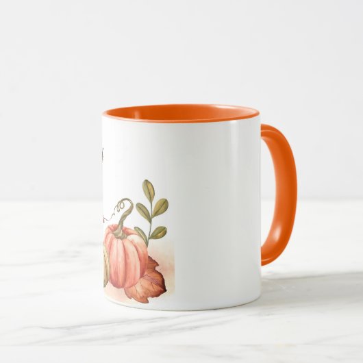 Herfst waterverf pompoenen met aanpasbare tekst mok (Voorkant rechts)