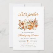 herfst waterverf pompoenen Thanksgiving Diner Kaart (Voorkant)