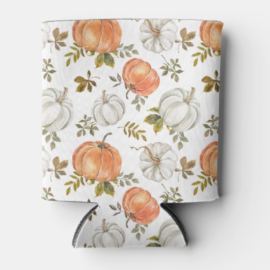 Herfst Waterverf pompoenpatroon Blikjeskoeler (Voorkant)